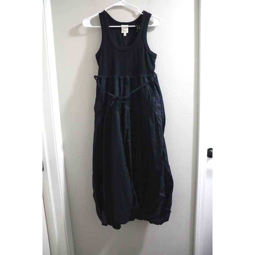 Cinq a Sept Jaelyn Dark Navy Sleeveless Midi Dress Pockets Tie‎ Waist XS